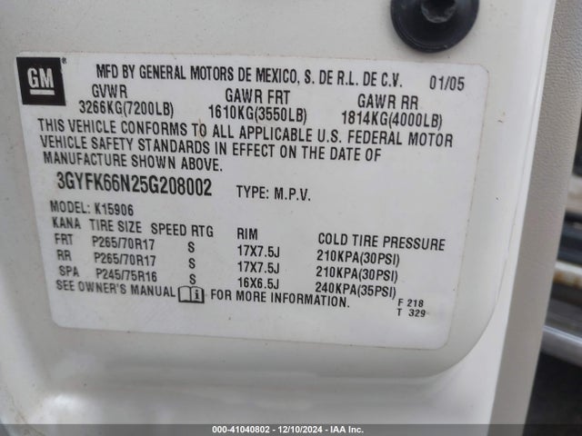 2005 CADILLAC ESCALADE ESV 3GYFK66N25G208002 Photo 8