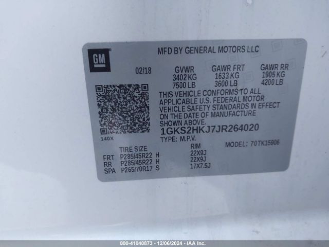1GKS2HKJ7JR264020 GMC YUKON XL DENALI