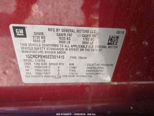 1GCRCPEH5EZ351415 Chevrolet Silverado 1500 Work Truck 2wt