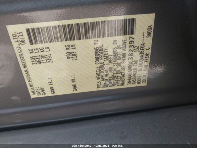 1N4AA6AP0GC382397 Nissan Maxima 3.5 Platinum/3.5 S/3.5 Sl/3.5 Sr/3.5 Sv