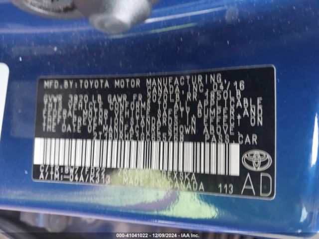 2T1BURHE1GC655768 Toyota Corolla S