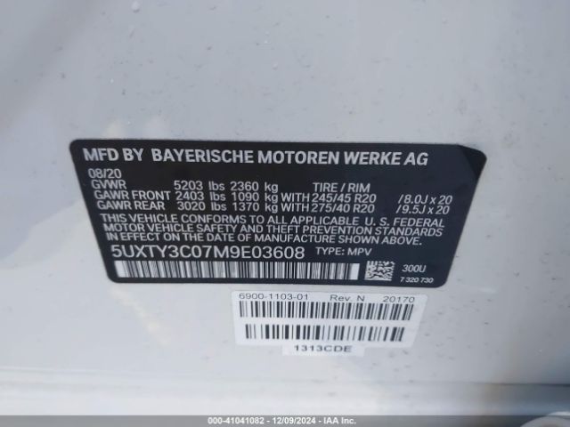 5UXTY3C07M9E03608 BMW X3 Sdrive30i