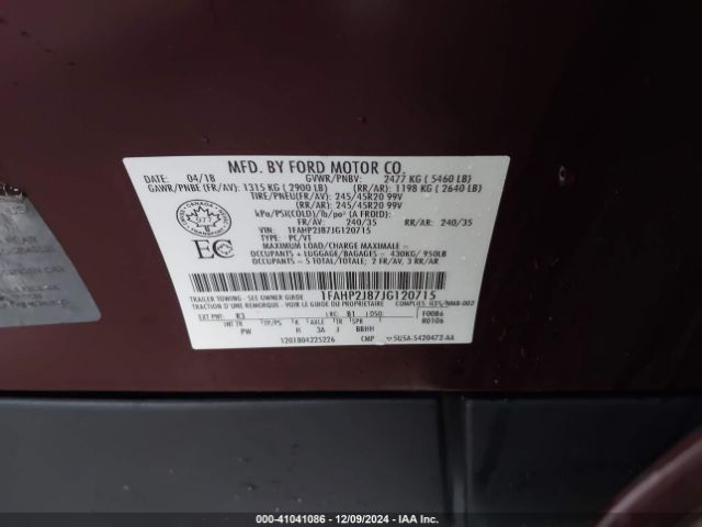 1FAHP2J87JG120715 Ford Taurus Limited