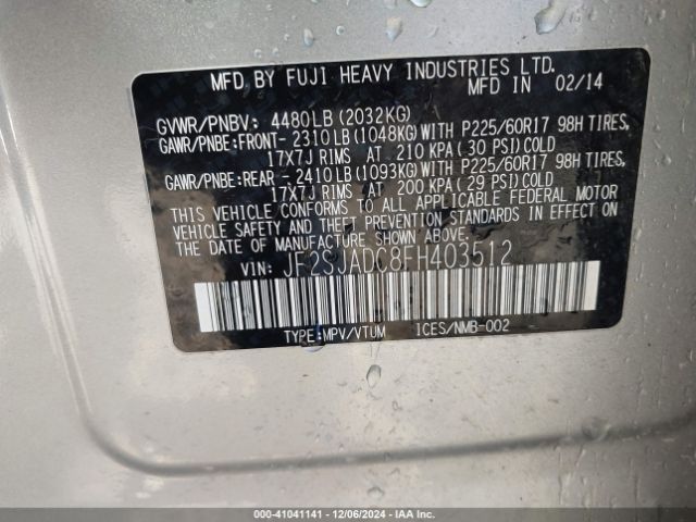 JF2SJADC8FH403512 Subaru Forester 2.5i Premium