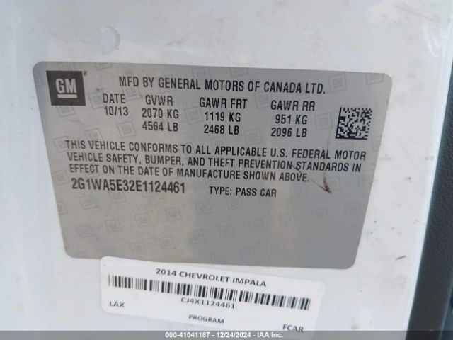 2G1WA5E32E1124461 Chevrolet Impala Limited Ls