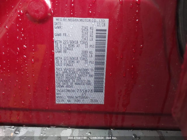 Nissan ROGUE SV 2019 5N1AT2MV3KC755878 Image 9