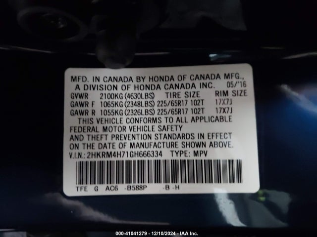 Honda Cr-v Ex-l 2016 2HKRM4H71GH666334 Image 9