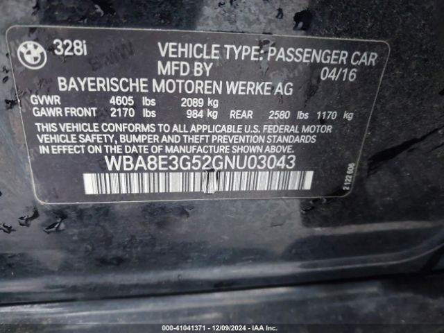 WBA8E3G52GNU03043 BMW 328i Xdrive