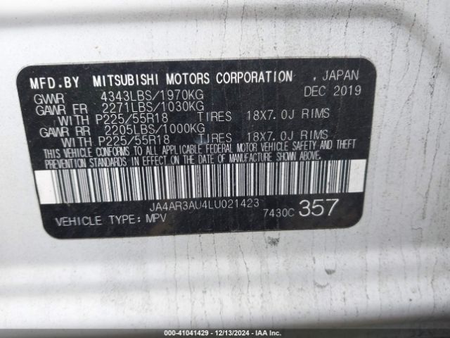2020 MITSUBISHI OUTLANDER SPORT JA4AR3AU4LU021423 Photo 8