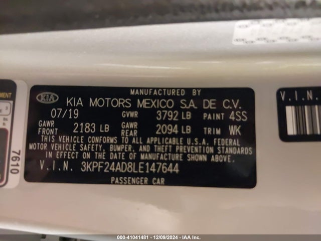 KIA Forte Lxs 2020 3KPF24AD8LE147644 Image 9