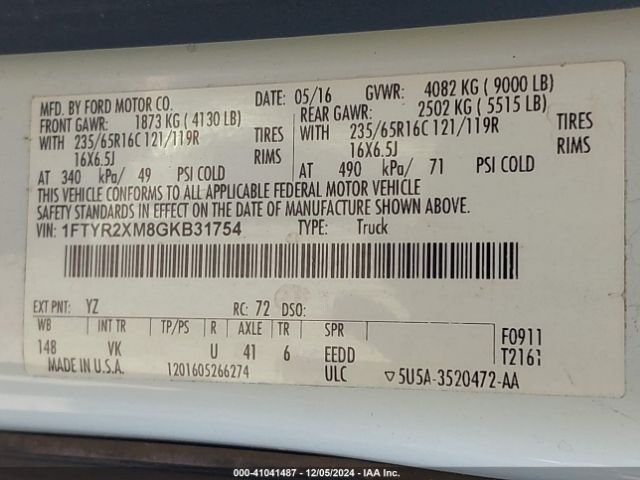 1FTYR2XM8GKB31754 Ford Transit-250