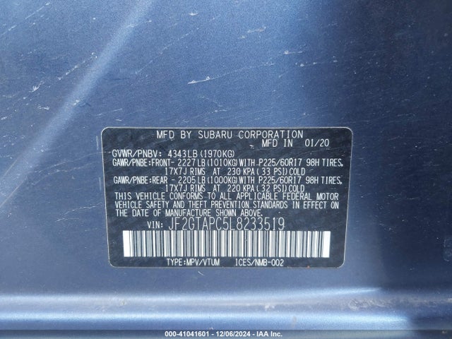 JF2GTAPC5L8233519 Subaru Crosstrek Premium