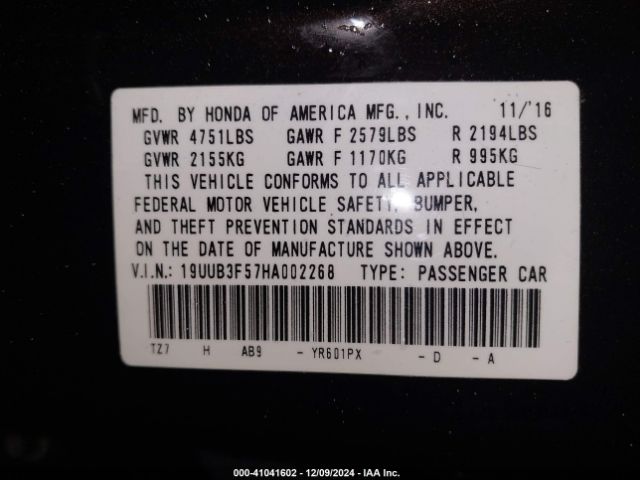 19UUB3F57HA002268 Acura Tlx Technology Package