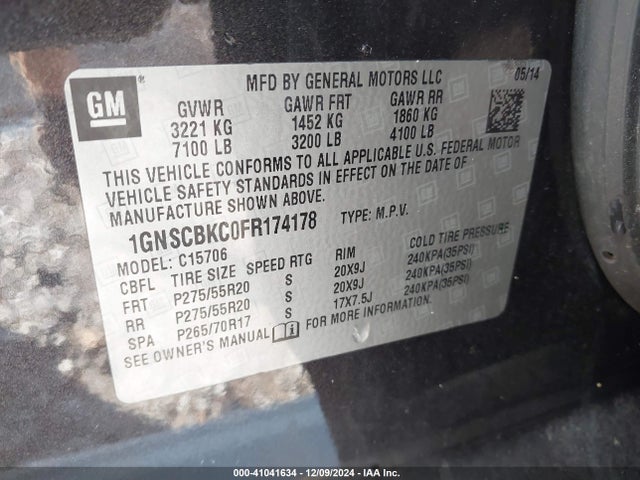 Chevrolet Tahoe Lt 2015 1GNSCBKC0FR174178 Image 9