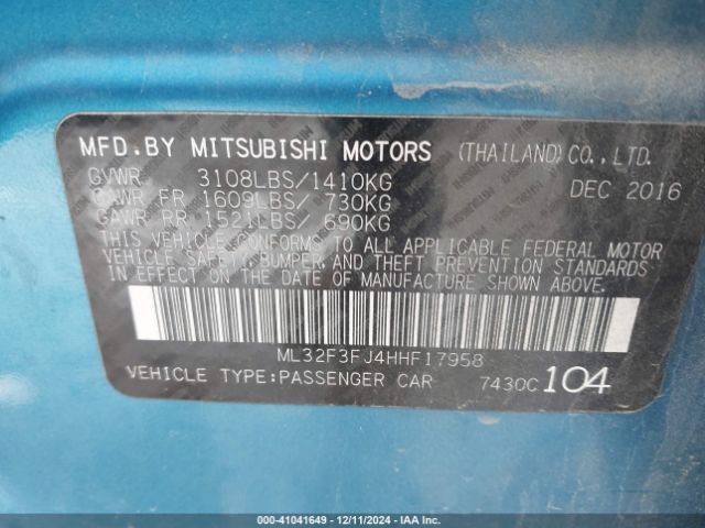 2017 MITSUBISHI MIRAGE G4 ML32F3FJ4HHF17958 Photo 8