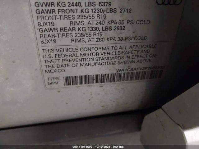 WA1CBAFY3P2008306 Audi Q5 Prestige 40 Tfsi Quattro S Tronic