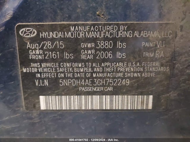 Hyundai ELANTRA SE 2016 5NPDH4AE3GH752249 Image 9