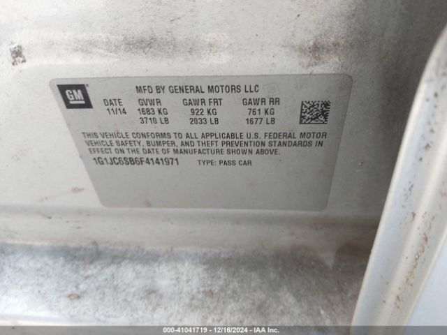 1G1JC6SB6F4141971 Chevrolet Sonic Lt Auto