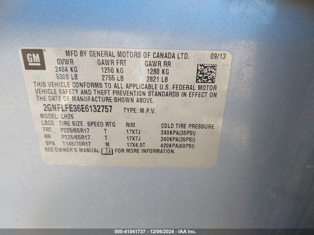 Chevrolet EQUINOX 1LT 2014 2GNFLFE36E6132757 Image 9