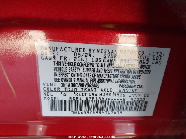 3N1AB8CV8RY362409 Nissan Sentra Sv Xtronic Cvt