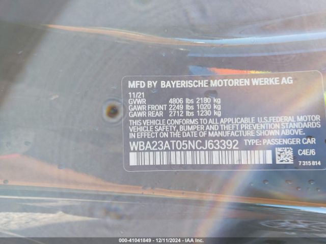 WBA23AT05NCJ63392 BMW 430I