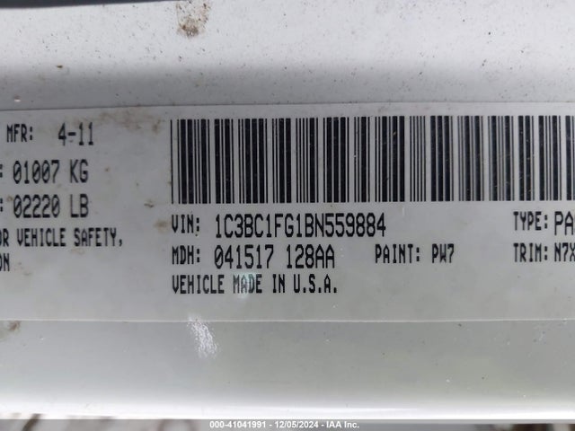 Aukcja sprzedaży 2011 Chrysler 200 Touring, vin: 1C3BC1FG1BN559884, numer aukcji: 41041991