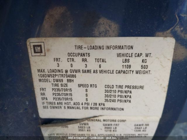 1996 CADILLAC FLEETWOOD 1G6DW52P1TR704086 Photo 8