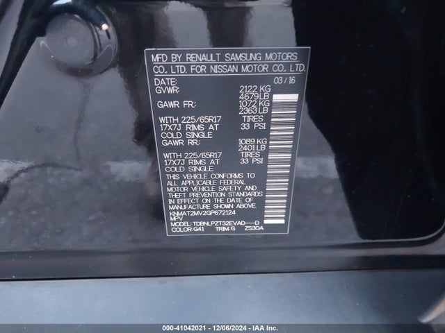Nissan ROGUE S 2016 KNMAT2MV2GP672124 Image 9