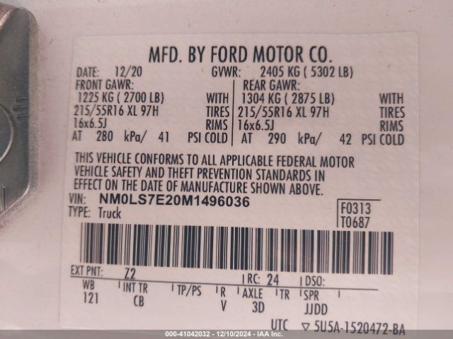NM0LS7E20M1496036 Ford Transit Connect Xl Cargo Van