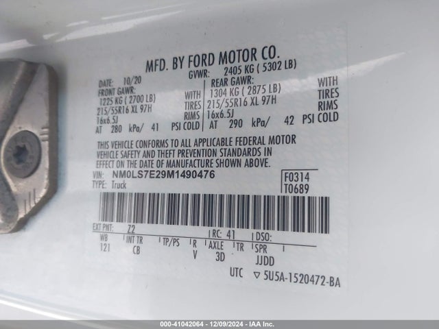 Ford Transit Connect Xl Cargo Van 2021 NM0LS7E29M1490476 Image 9