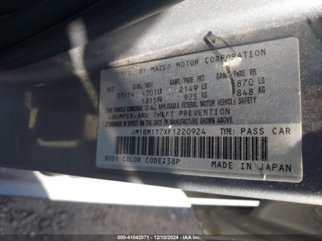 JM1BM1T7XF1220924 Mazda Mazda3 I Sv