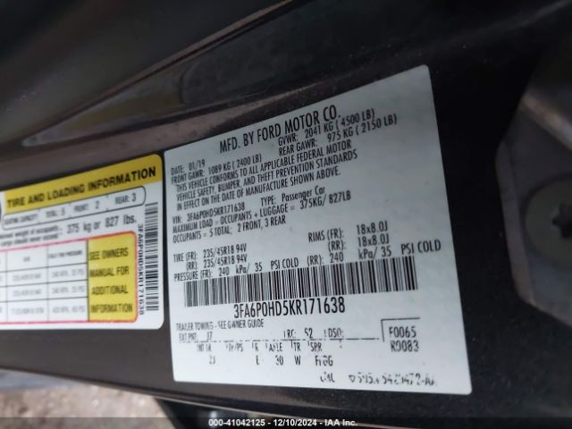 3FA6P0HD5KR171638 Ford FUSION SE