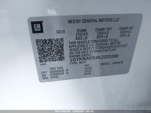 1GYKNARS4KZ233389 Cadillac Xt5 Standard