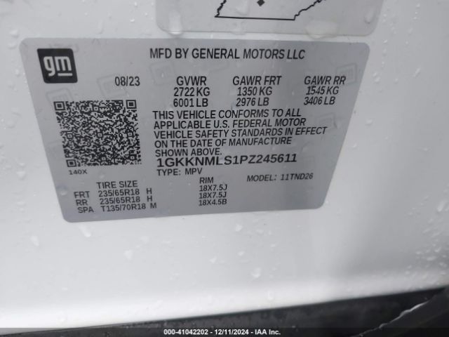1GKKNMLS1PZ245611 GMC Acadia Fwd Slt