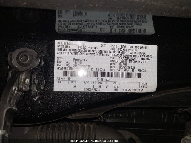 Ford FOCUS SE 2014 1FADP3K26EL169304 Image 9