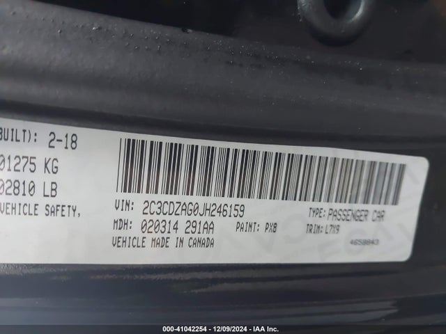 Dodge Challenger Sxt 2018 2C3CDZAG0JH246159 Image 9