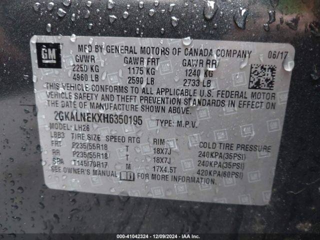 2GKALNEKXH6350195 GMC Terrain Sle-2