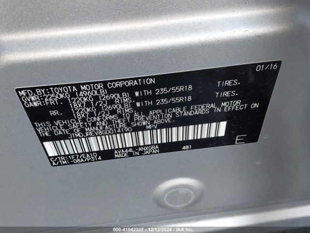 JTMDJREV8GD014190 Toyota Rav4 Hybrid Limited