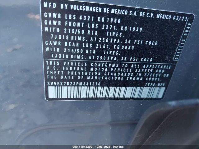 3VVEX7B23PM341376 Volkswagen Taos 1.5t Se