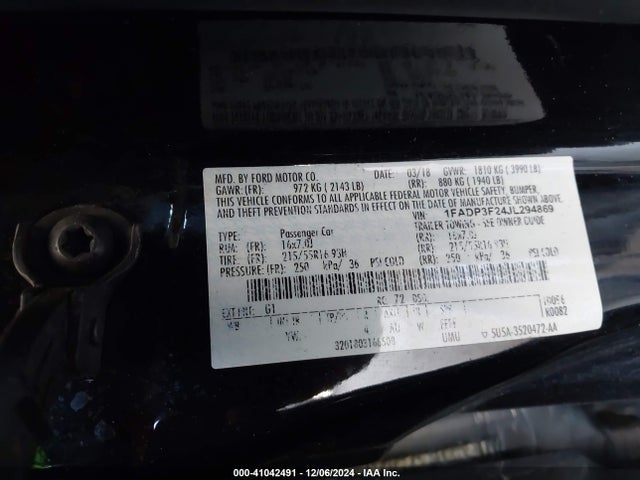 Ford FOCUS SE 2018 1FADP3F24JL294869 Image 9