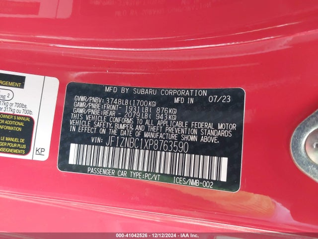JF1ZNBC1XP8763590 Toyota GR86