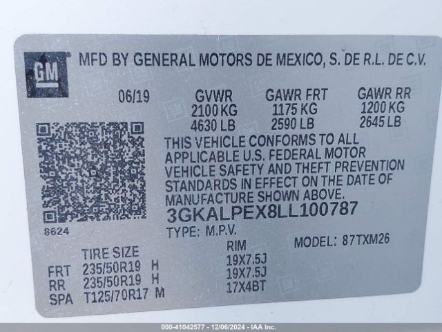 3GKALPEX8LL100787 GMC Terrain Fwd Slt