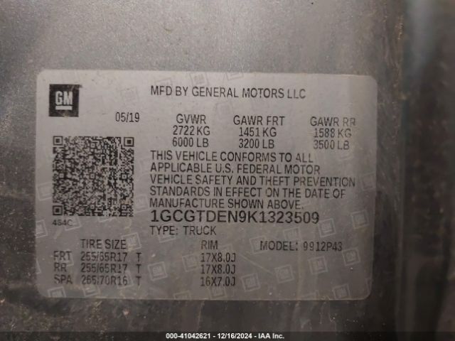 1GCGTDEN9K1323509 Chevrolet Colorado Z71