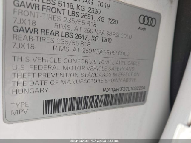 WA1AECF37L1032204 Audi Q3 Premium 45 Tfsi Quattro Tiptronic