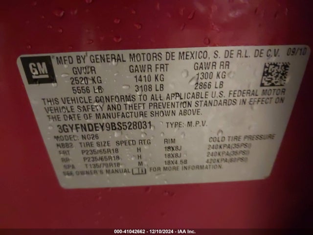 2011 CADILLAC SRX 3GYFNDEY9BS528031 Photo 8