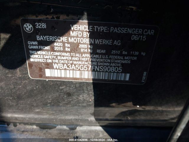WBA3A5G57FNS90805 BMW 328I