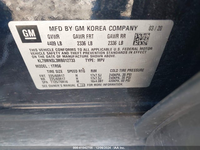 Chevrolet Trailblazer Awd Ls 2021 KL79MNSL3MB012733 Image 9