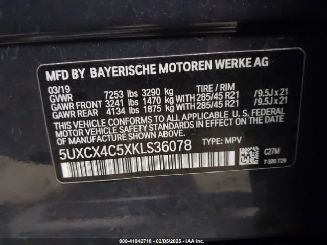 5UXCX4C5XKLS36078 BMW X7 Xdrive50i
