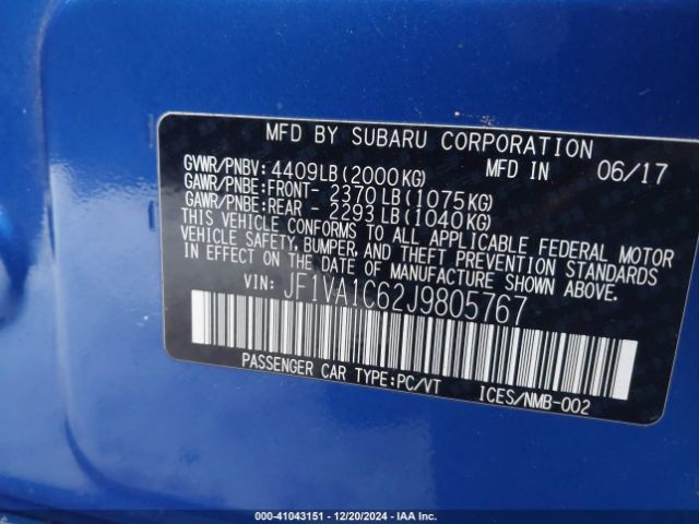 JF1VA1C62J9805767 Subaru Wrx Premium