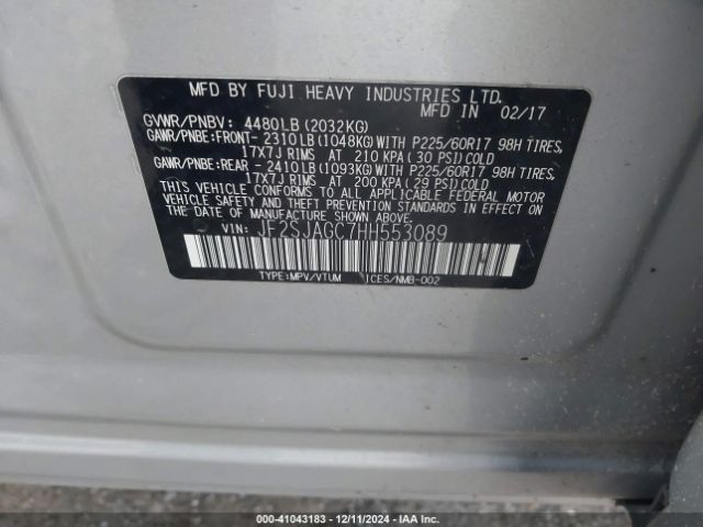 JF2SJAGC7HH553089 Subaru Forester 2.5i Premium